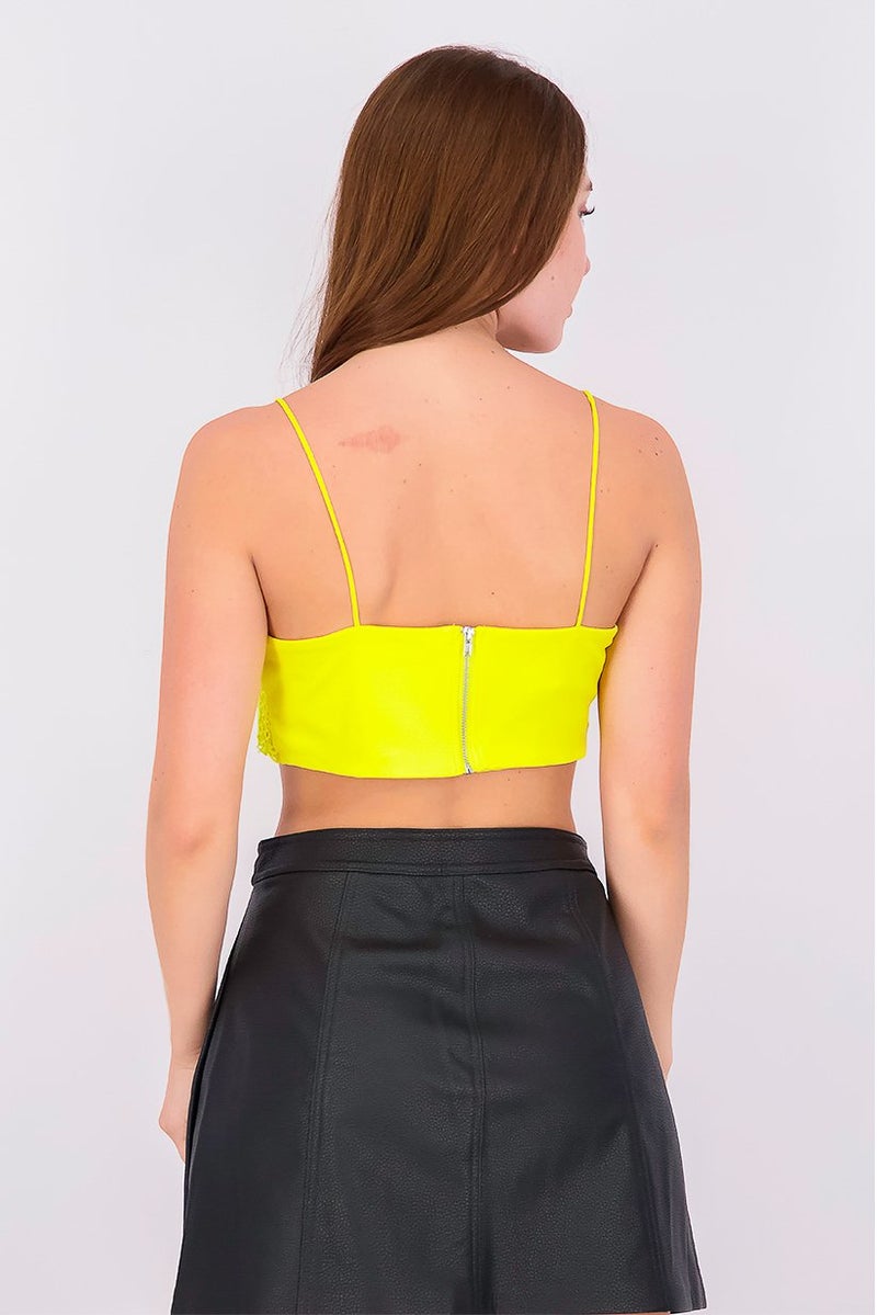 TOPSHOP Women Straight Across Sleeveless Textured Crop Top, Yellow - Image 4